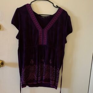 Apt. 9 Deep Purple Blouse with flower print